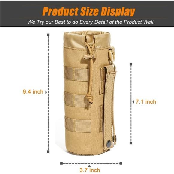 3 Molle Pouch Sports Water Bottles Pouch Bag, Tactical Drawstring Molle Pouches - Picture 4 of 7